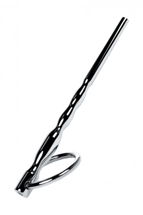 Серебристый уретральный плаг елочка с кольцом с основании Metal - 10,5 см. 