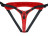 Красно-черный женский пояс с 2 способами крепления насадок и вагинальной пробкой 