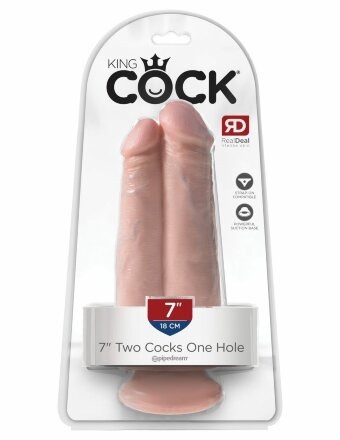 Сдвоенный телесный фаллоимитатор на присоске 7&quot; Two Cocks One Hole - 20,3 см.  