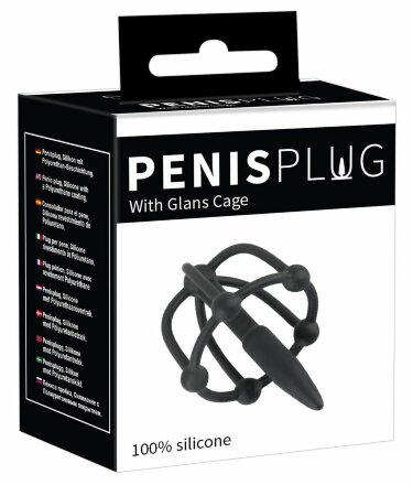Черный силиконовый расширитель Penis Plug with Glans Cage 