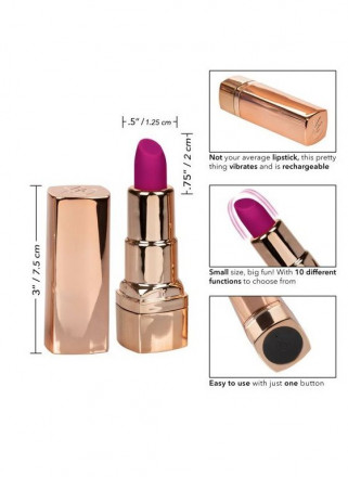 Золотистый вибратор-помада с пурпурным мягким кончиком Hide &amp; Play Rechargeable Lipstick 