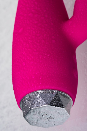 Розовый вибратор с клиторальным стимулятором L&#039;EROINA - 17 см. 