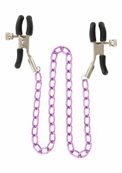 Зажимы для сосков Nipple Chain Metal на фиолетовой цепочке