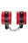 Красно-черные кожаные наручники со сцепкой 