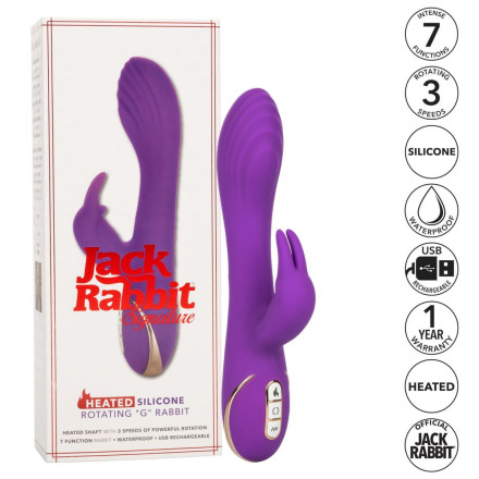 Фиолетовый вибратор-кролик с нагревом Jack Rabbit Signature Heated Silicone Rotating - 21,5 см. 