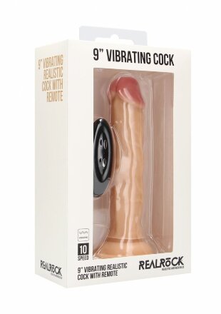 Телесный вибратор-реалистик Vibrating Realistic Cock 9&quot; - 23,5 см. 
