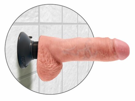 Вибромассажер со съёмной присоской 8&quot; Vibrating Cock with Balls - 20,3 см. 
