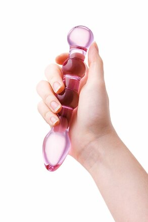 Розовый фаллоимитатор-ёлочка из прозрачного стекла - 17 см. 