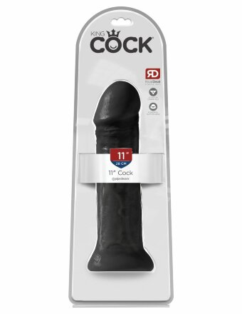 Черный фаллоимитатор на присоске 11&quot; Cocks - 28 см.  