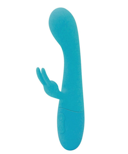 Голубой вибратор Naya с клиторальным отростком - 18,3 см. — 