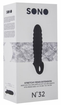 Чёрная ребристая насадка Stretchy Penis Extension No.32 