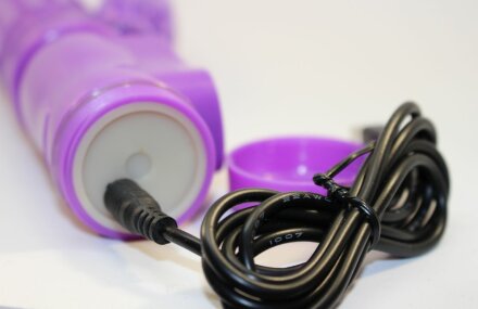 Фиолетовый виброкомпьютер с ротацией и режимом Up&amp;Down - 23,5 см. 