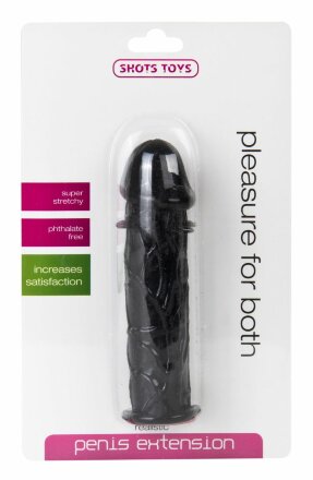 Черная насадка-реалистик на пенис с шипами - 13 см. 