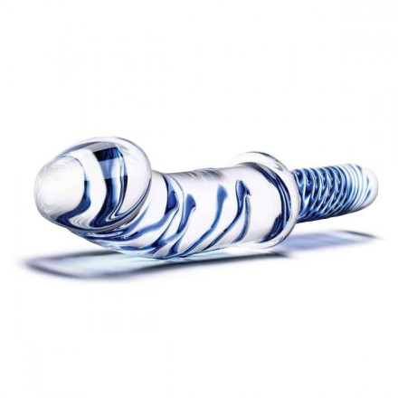 Прозрачно-синий двусторонний стимулятор 11  Realistic Double Ended Dildo - 28 см. 