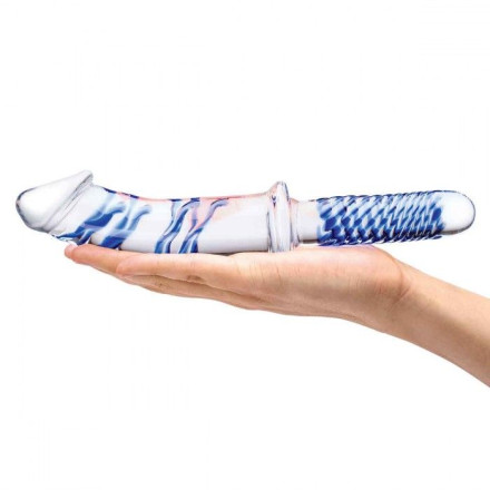Прозрачно-синий двусторонний стимулятор 11  Realistic Double Ended Dildo - 28 см. 