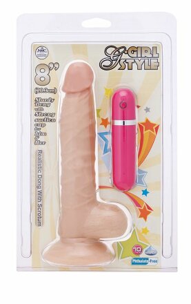 Телесный вибратор-реалистик на присоске G-GIRL STYLE 8INCH VIBRATING DONG - 20,3 см. 