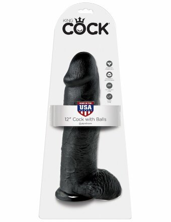 Чёрный фаллоимитатор-гигант 12&quot; Cock with Balls - 30,5 см.