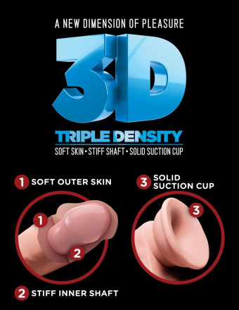 Телесный фаллоимитатор на присоске 10&quot; Triple Density Cock with Balls - 26,7 см. 