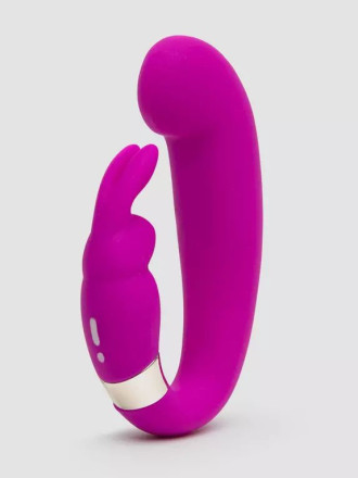 Лиловый вибратор Mini G-Spot Curve Vibe с клиторальным зайчиком 