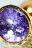 Золотистая коническая анальная пробка с фиолетовым кристаллом - 7 см. 
