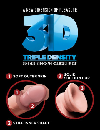 Телесный фаллоимитатор на присоске 10&quot; Triple Density Fat Cock with Balls - 27,9 см. 