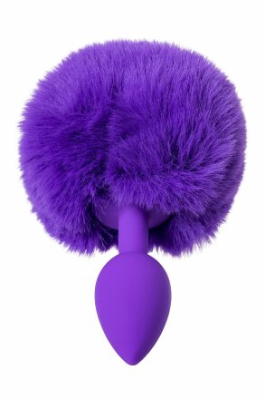 Фиолетовая анальная втулка Sweet bunny с фиолетовым пушистым хвостиком 