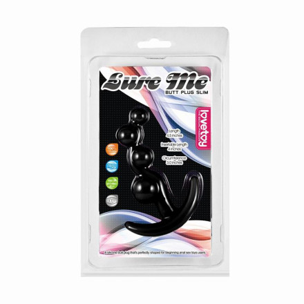 Черная анальная цепочка LURE ME Silicone Anal Toy - 10,5 см. 