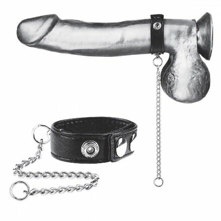 Утяжка на пенис с поводком Snap Cock Ring With 12&quot; Leash 