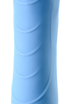 Голубой силиконовый вибратор с функцией нагрева и пульсирующими шариками FAHRENHEIT - 19 см. 