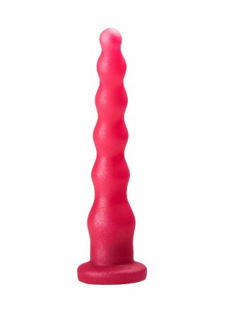 Розовый удлинённый анальный стимулятор с шариками - 22 см. 