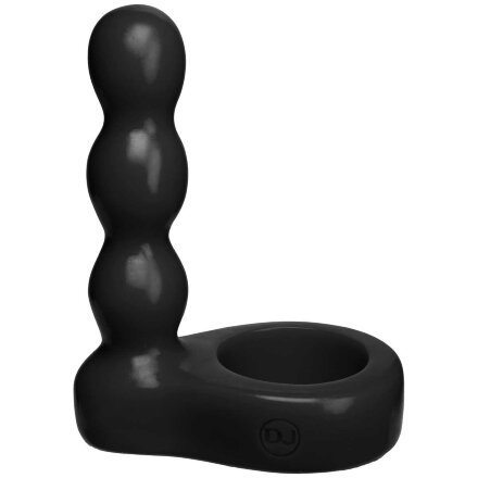 Черный анальный стимулятор с силиконовым кольцом Platinum Premium Silicone - The Double Dip 2 - Black 