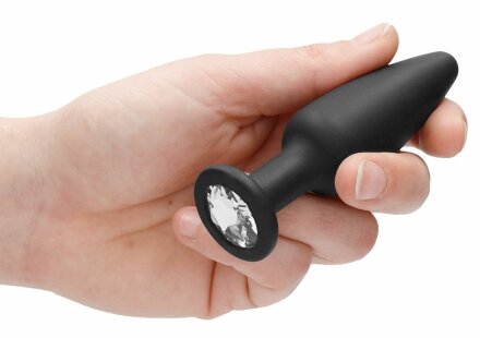 Черная анальная пробка Cone-Shaped Diamond Butt Plug - 9 см. 