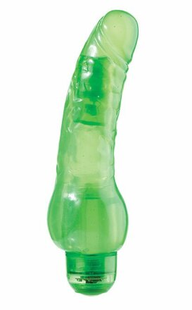Зелёный гелевый вибратор JELLY JOY 7INCH 10 RHYTHMS GREEN - 17,5 см. 