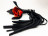 Черная замшевая плеть с красной лаковой розой в рукояти - 40 см. 