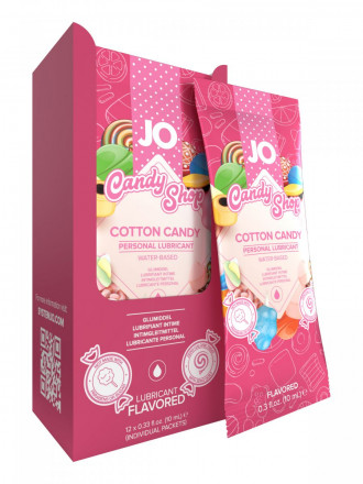 Смазка на водной основе Candy Shop Cotton Candy с ароматом сладкой ваты - 12 саше по 10 мл. 