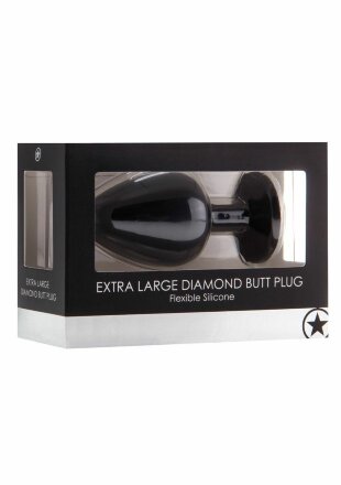 Чёрная анальная пробка Extra Large Diamond Butt Plug - 9,3 см. 