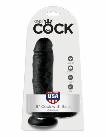 Чёрный фаллоимитатор 8&quot; Cock with Balls - 21,3 см. 
