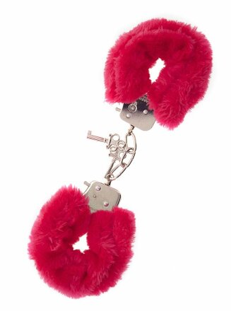 Металлические наручники с красной меховой опушкой METAL HANDCUFF WITH PLUSH RED 
