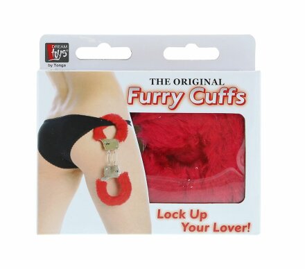 Металлические наручники с красной меховой опушкой METAL HANDCUFF WITH PLUSH RED 