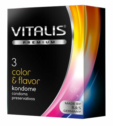 Цветные ароматизированные презервативы VITALIS PREMIUM color &amp; flavor - 3 шт. 