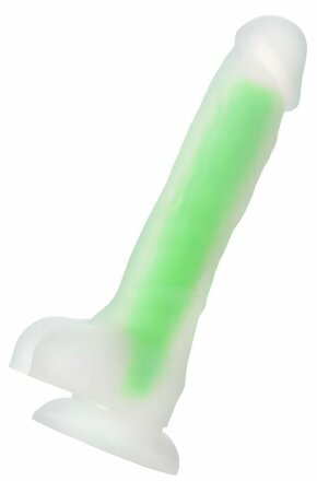 Прозрачно-зеленый фаллоимитатор, светящийся в темноте, Dick Glow - 18 см. 