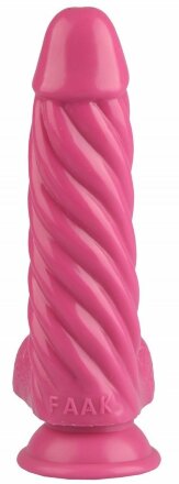Розовый реалистичный винтообразный фаллоимитатор на присоске - 21 см. 