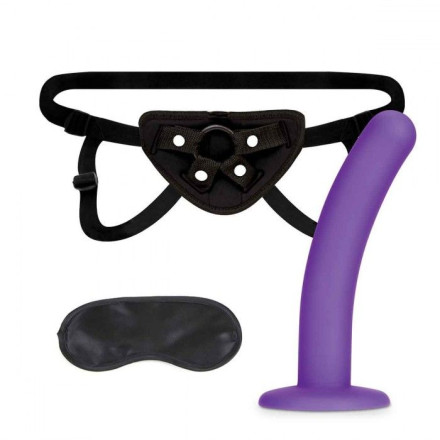 Фиолетовый поясной фаллоимитатор Strap on Harness &amp; 5in Dildo Set - 12,25 см. 