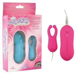 Розовый вибростимулятор с усиками Angel Baby NIpple&amp;Cock clips 