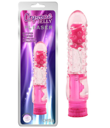 Розовый вибратор Pleaser с шишечками - 16,2 см. 