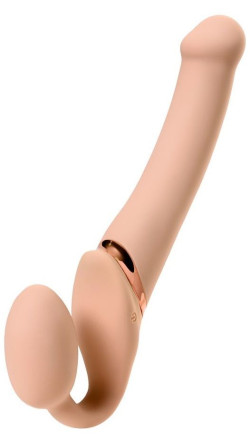 Телесный безремневой вибрострапон Silicone Bendable Strap-On M 