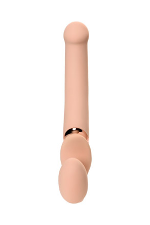 Телесный безремневой вибрострапон Silicone Bendable Strap-On M 