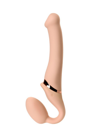 Телесный безремневой вибрострапон Silicone Bendable Strap-On M 
