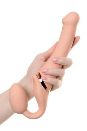Телесный безремневой вибрострапон Silicone Bendable Strap-On M 