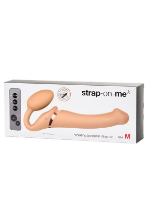 Телесный безремневой вибрострапон Silicone Bendable Strap-On M 